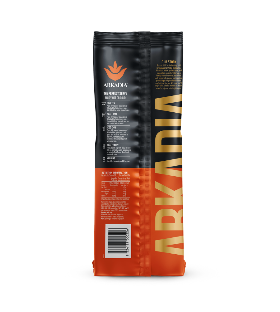 Back of bag chai spice powder