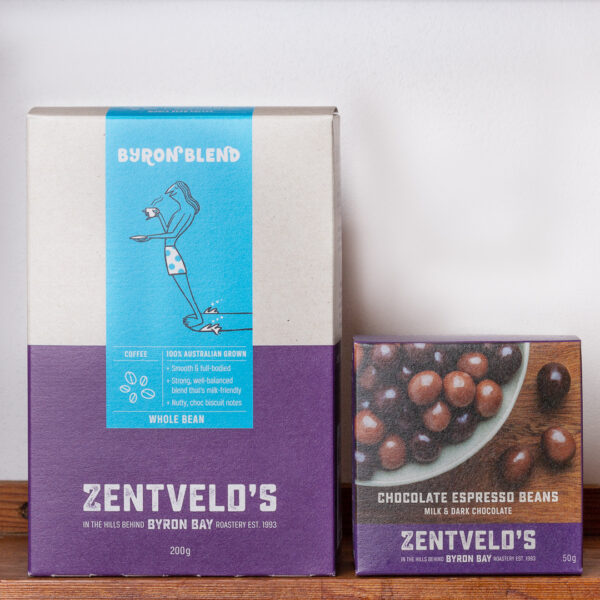 Zentvelds 50g choolate espressobeans match 200g coffee packs