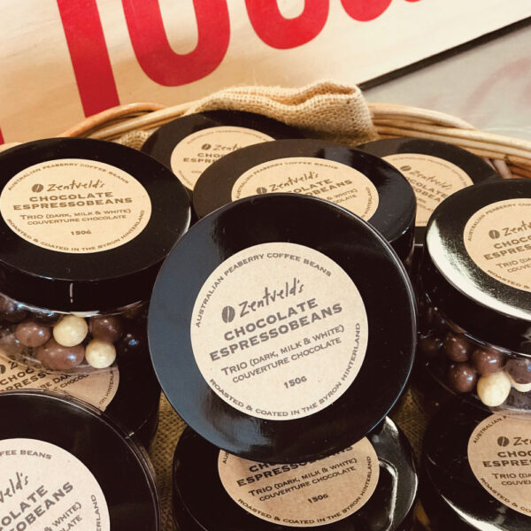 button to buy 150g trio chocolate espressobeans