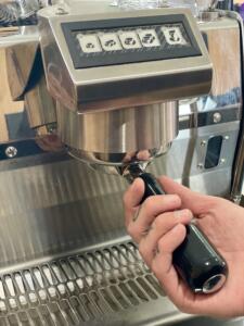 Zentvelds espresso machine cleaner - locked in ready for backflushing